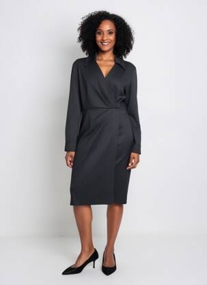 Robe mi-longue manches longues manches longues noir PENNYBLACK femme