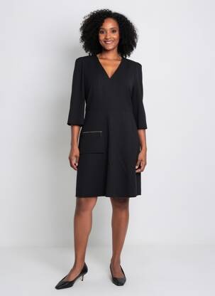 Robe mi-longue manches longues manches longues noir COP COPINE femme