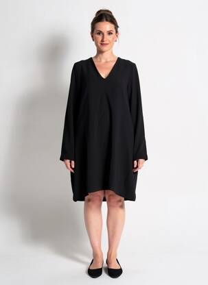 Robe mi-longue tissage crêpe manches longues noir COP COPINE femme