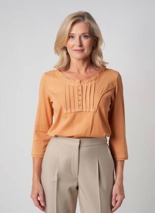 T-shirt manches 3/4 manches 3/4 orange PERSONA femme