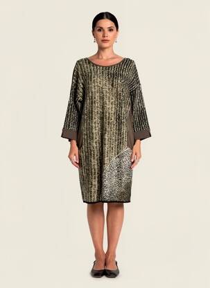 Robe mi-longue manches longues manches longues vert LA FEE MARABOUTEE femme