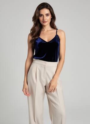 Body col v fines bretelles bleu JUS D'ORANGE femme