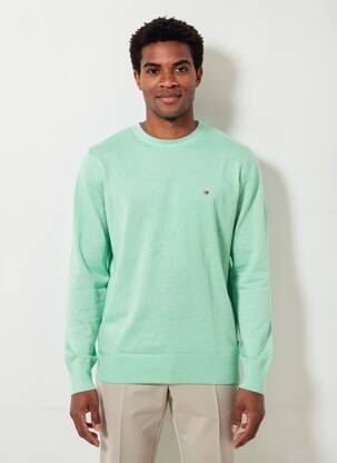 Pull col rond manches longues vert TOMMY HILFIGER homme