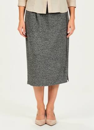 Jupe mi-longue coupe droite gris GEVANA femme