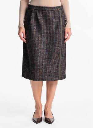 Jupe mi-longue coupe droite noir GEVANA femme