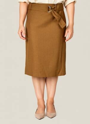 Jupe mi-longue taille à pinces marron GERRY WEBER femme