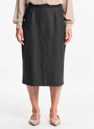 Jupe mi-longue coupe droite gris FRANCE RIVOIRE femme