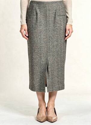 Jupe longue imprimé fantaisie gris FRANCE RIVOIRE femme