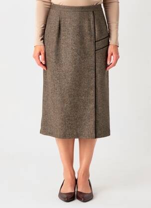 Jupe mi-longue coupe droite noir FRANCE RIVOIRE femme