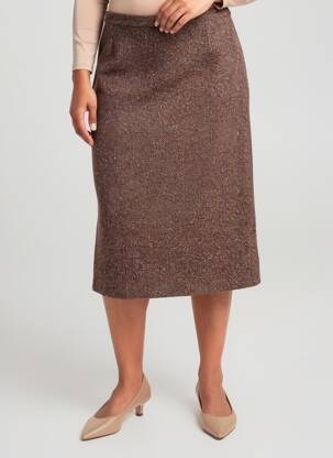 Jupe mi-longue coupe droite marron FRANCE RIVOIRE femme