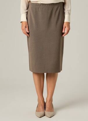 Jupe mi-longue coupe droite marron TELMAIL femme