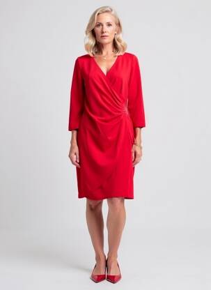 Robe mi-longue manches 3/4 manches 3/4 rouge GREGORY PAT femme