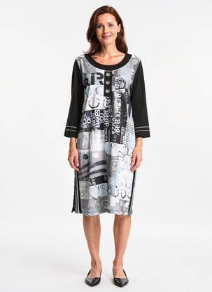 Robe mi-longue manches 3/4 manches 3/4 gris DOLCEZZA femme