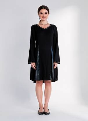 Robe mi-longue manches longues manches longues noir LO! LES FILLES femme