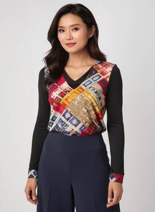 T-shirt manches longues manches longues rouge DOLCEZZA femme