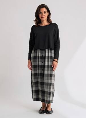 Robe longue manches longues manches longues noir KOKOMARINA femme
