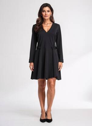 Robe mi-longue manches longues manches longues noir LOLA ESPELETA femme