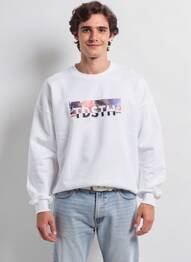 Sweat-shirt sérigraphie floquée manches longues blanc TEDDY SMITH homme