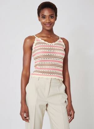 Top coupe cintrée sans manche rose CALIE femme