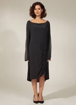 Robe mi-longue manches longues manches longues gris LAUREN VIDAL femme