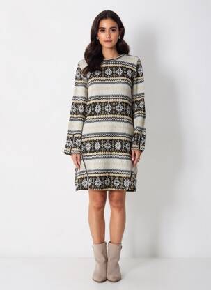 Robe pull stretch manches longues gris AKINO LAUDE femme