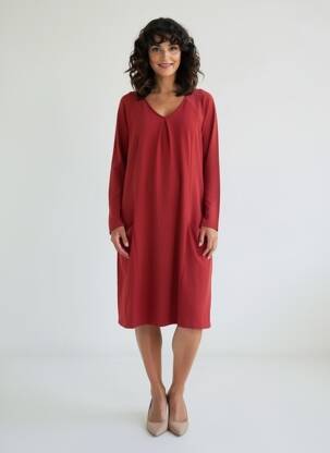 Robe mi-longue manches longues manches longues rouge L'ATELIER D'ANNA femme