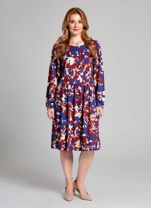 Robe mi-longue imprimé fantaisie manches longues bleu PRINCESSE NOMADE femme