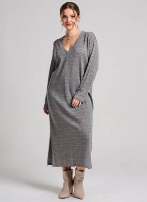 Robe mi-longue manches longues manches longues gris VERO MODA femme