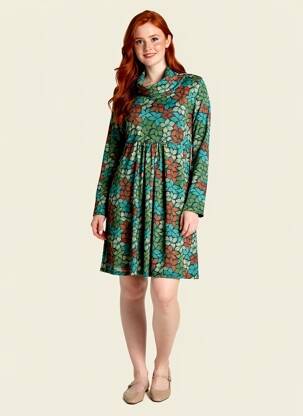 Robe courte manches longues manches longues vert LINGAM femme