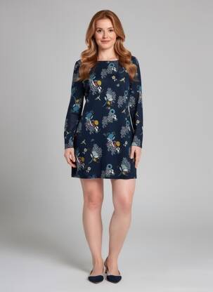 Robe courte manches longues manches longues bleu LILY & ME femme
