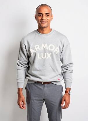 Pull col rond manches longues gris ARMOR LUX homme