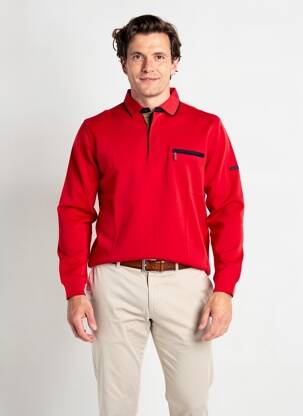 Pull col polo manches longues rouge BERAC homme