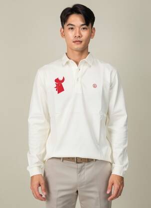 Polo manches longues manches longues blanc SERGE BLANCO homme