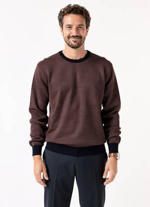 Pull col rond manches longues marron BERAC homme
