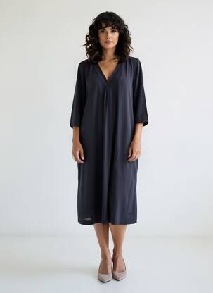Robe mi-longue manches 3/4 manches 3/4 bleu CREAM femme