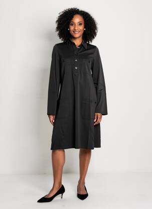 Robe mi-longue manches longues manches longues noir SURKANA femme