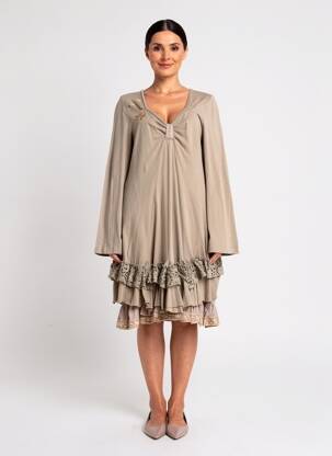 Robe mi-longue manches longues manches longues marron RHUM RAISIN femme