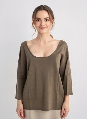 Pull coupe cintrée manches 3/4 vert KOKOMARINA femme