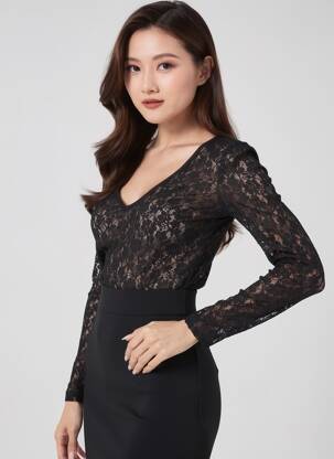 T-shirt manches longues manches longues noir MYRINE femme