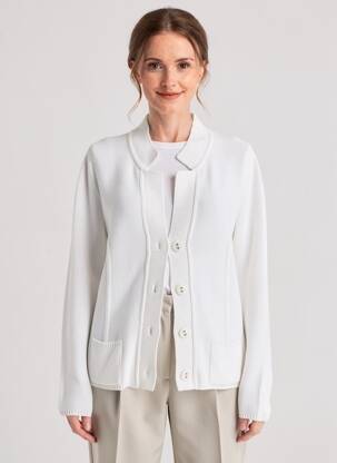 Gilet manches longues maille souple et aérée blanc CHASSAGNARD femme