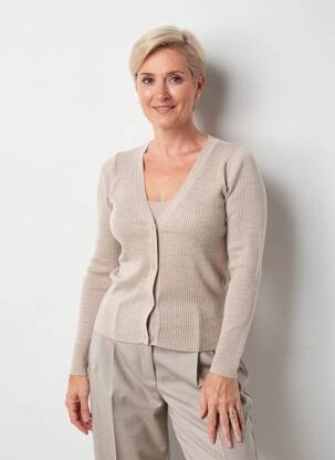 Gilet manches longues coupe cintrée beige DEVERNOIS femme