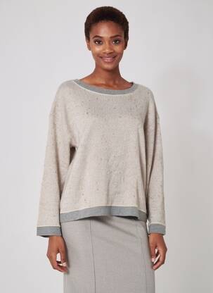 Pull coupe droite manches longues beige D.SPORT femme