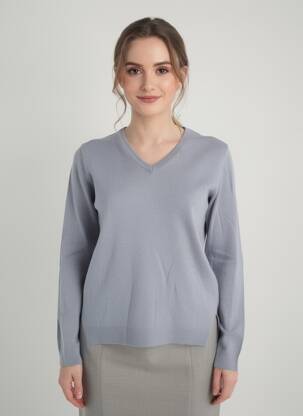 Pull coupe cintrée manches longues gris COMPAGNIA DEL CACHEMIRE femme