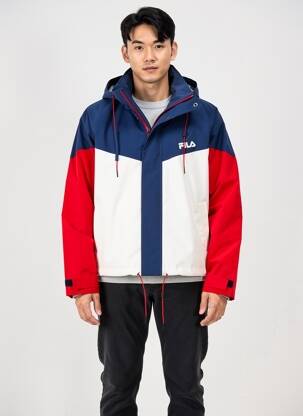 Parka manches longues a capuche bleu FILA homme