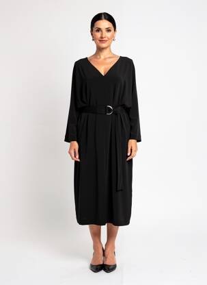 Robe mi-longue manches longues manches longues noir DANIEL HECHTER femme