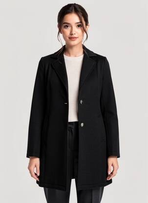 Manteau long coupe cintrée sans capuche noir GAUDI femme