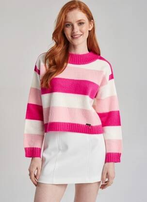Pull stretch manches longues rose GAUDI femme