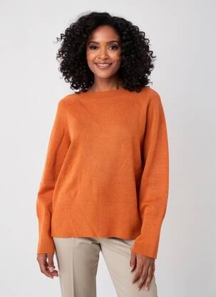 Pull coupe droite manches longues orange BLANC BOHEME femme