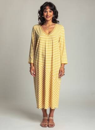 Robe mi-longue manches longues manches longues jaune MARIA BELLENTANI femme