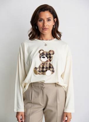 T-shirt manches longues manches longues beige ELEONORA AMADEI femme